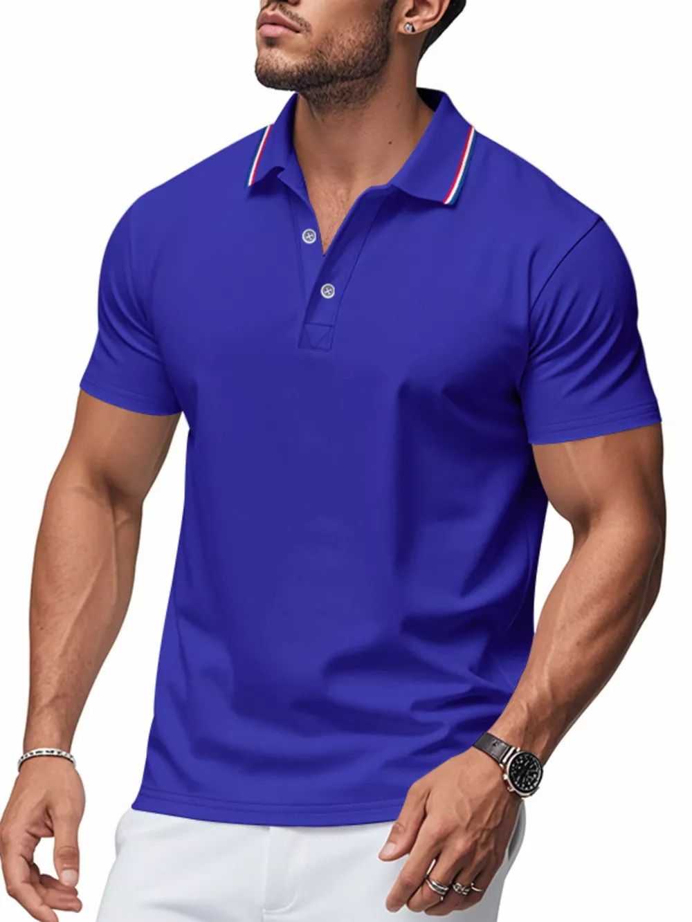 Men's Full Size Casual Button Detail Polo Plus Size, image 2