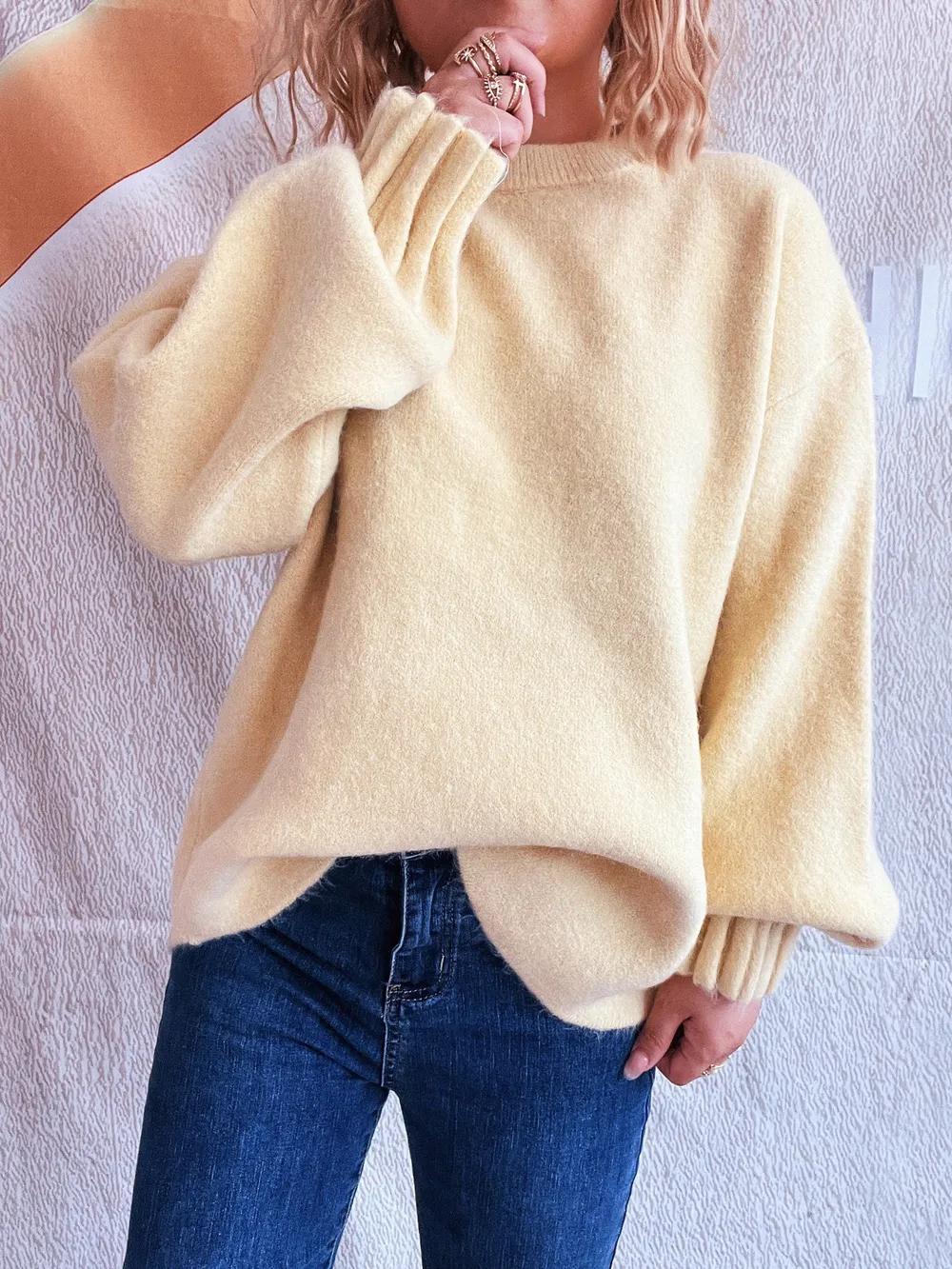 Round Neck Dropped Shoulder Sweater, image 28
