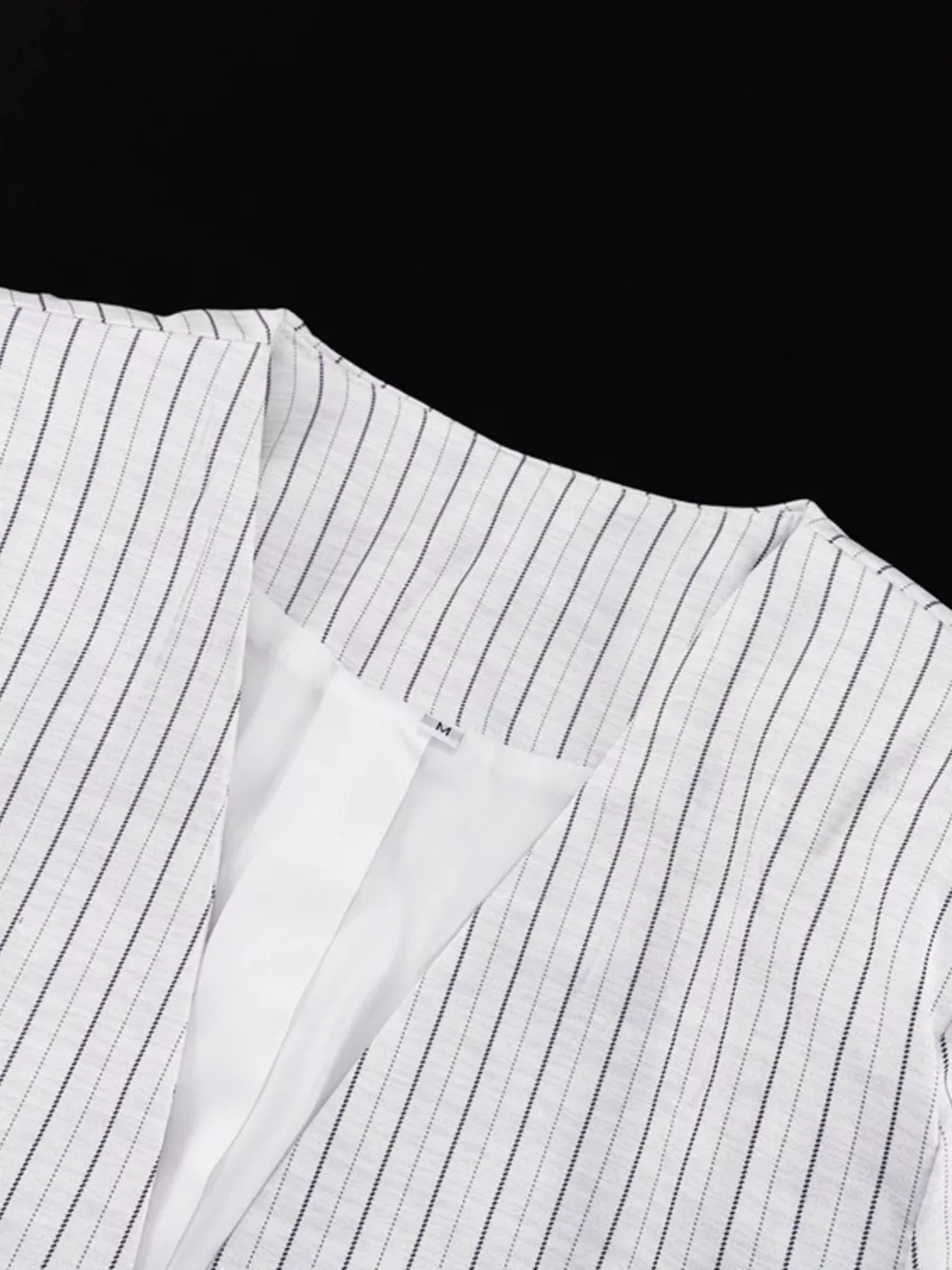 Pinstripe Cropped Blazer and Pleated Shorts Set, image 8