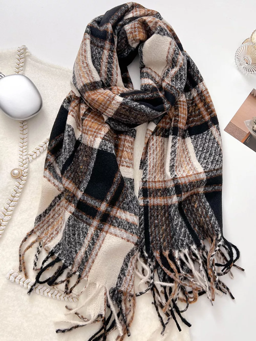 Warm Plaid Winter Scarf, image 8