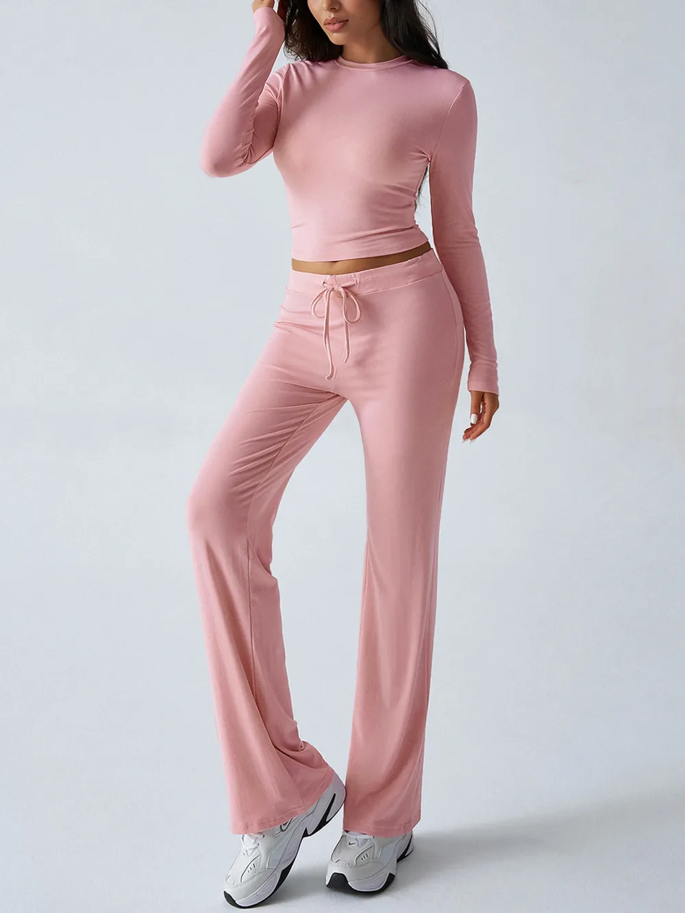Round Neck Long Sleeve Top and Pants Set, image 13
