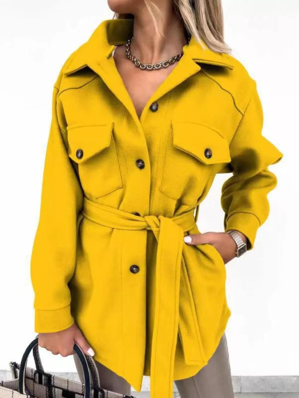 Button-Down Tie Waist Coat, image 10