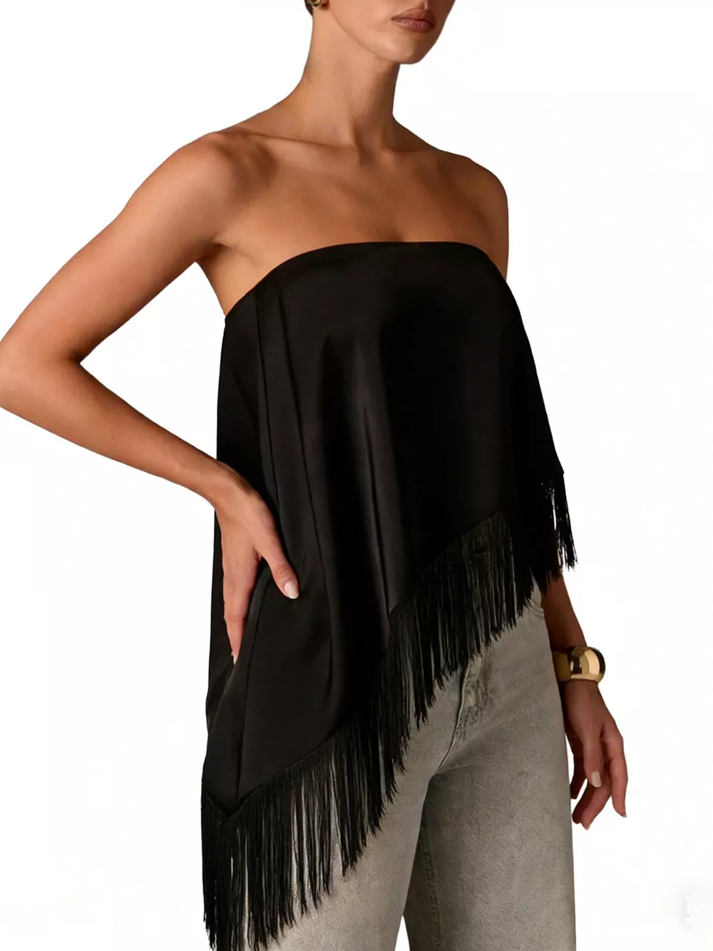Asymmetric Fringe Tube Top, image 5