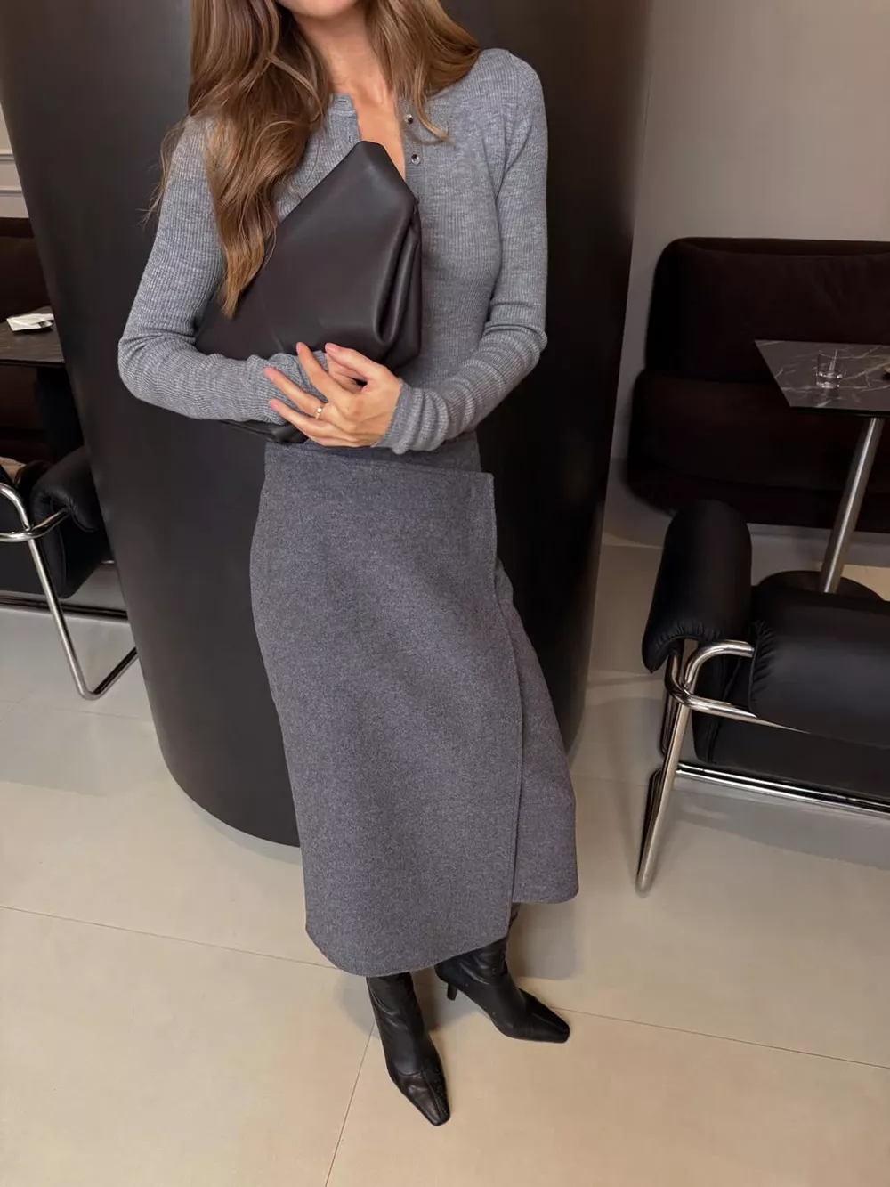 High-Waisted Wrap Midi Skirt, image 6