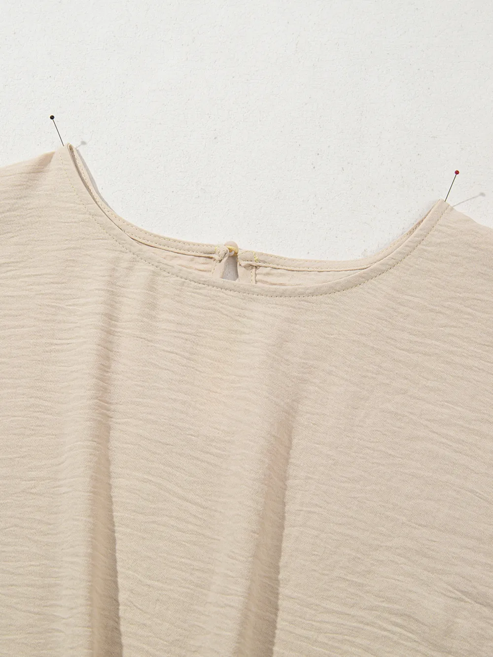 Solid Color Knotted Hem Short Sleeve Blouse, image 9