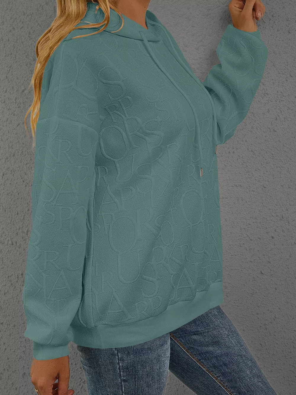 Full Size Embossed Lettering Casual Hoodie Plus Size, image 23
