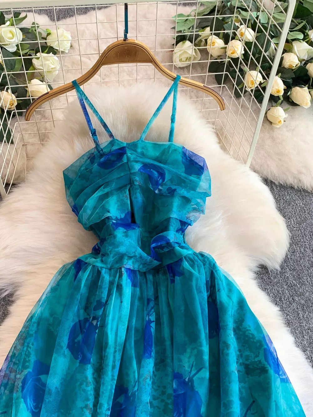 Floral Print Ruffled Layered Mesh Dress, image 23