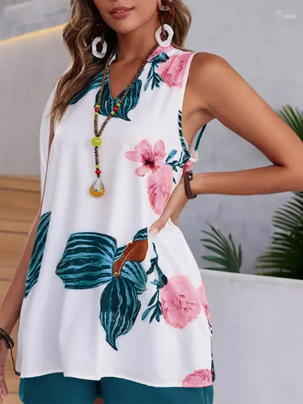 Floral Print Sleeveless Top and Shorts Set, image 3