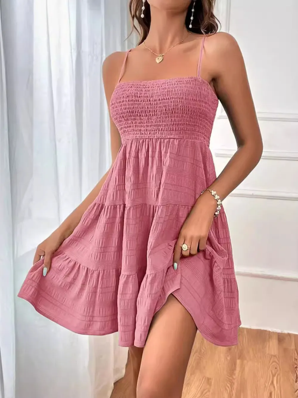 Smocked Tiered Cami Dress, image 9