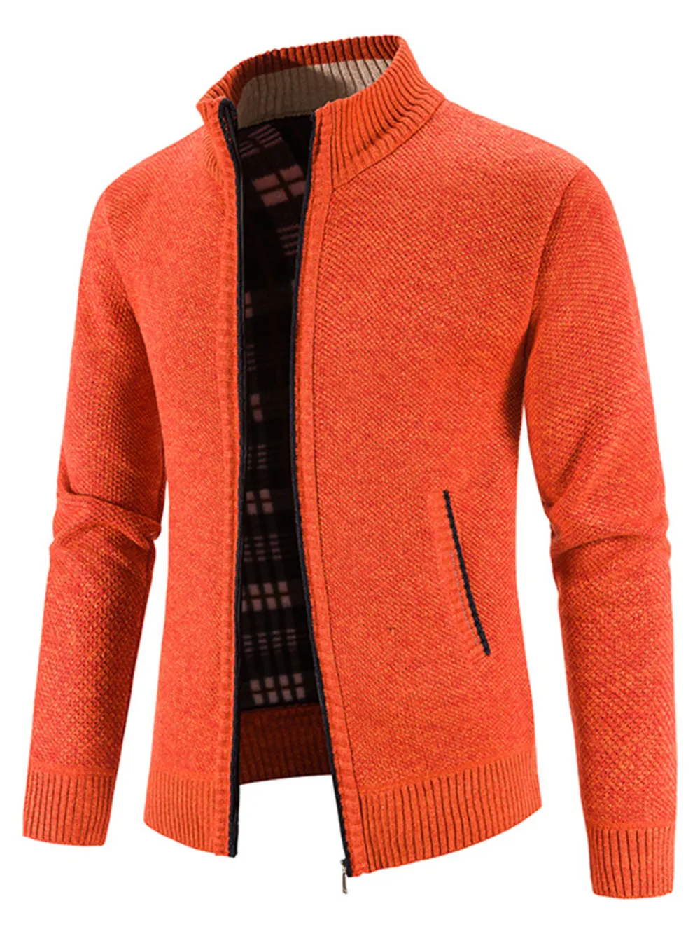 Men's Plus Size Zip-Up Sweater Cardigan with Stand Collar, image 17
