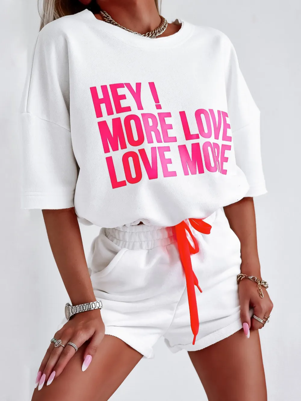 Letter Graphic Top and Shorts Set, image 8