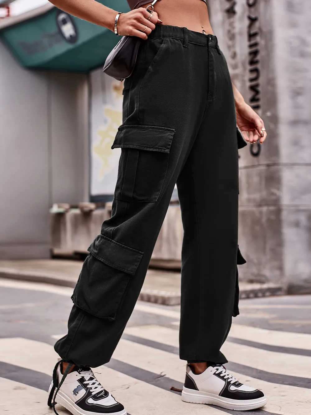 Casual Wide Leg Cargo Jeans, image 16