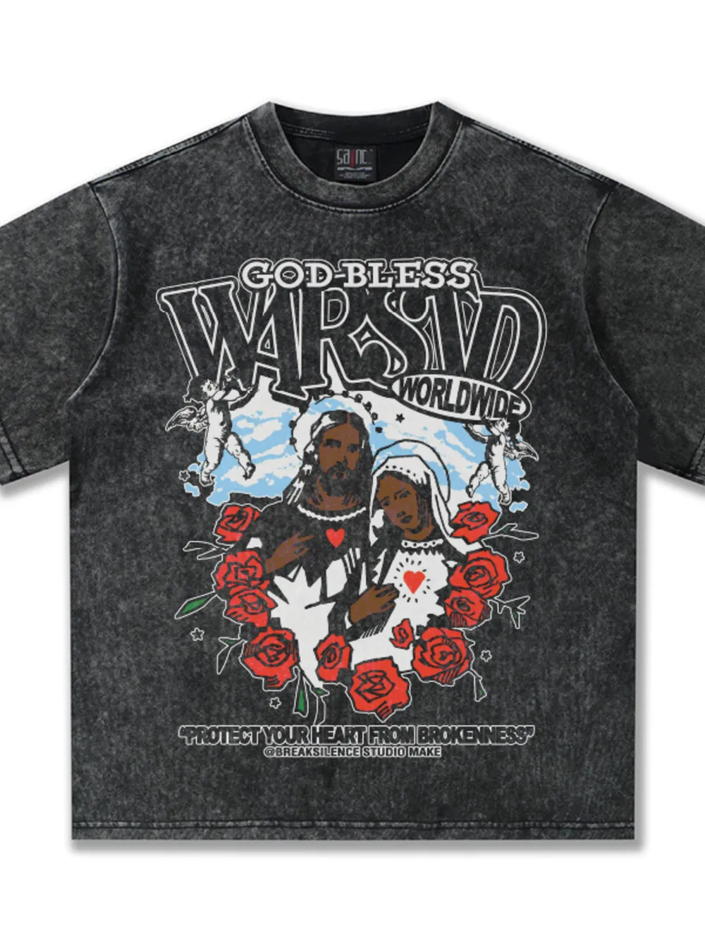 Men's God-Bless Graphic Print Vintage Wash T-Shirt, image 3