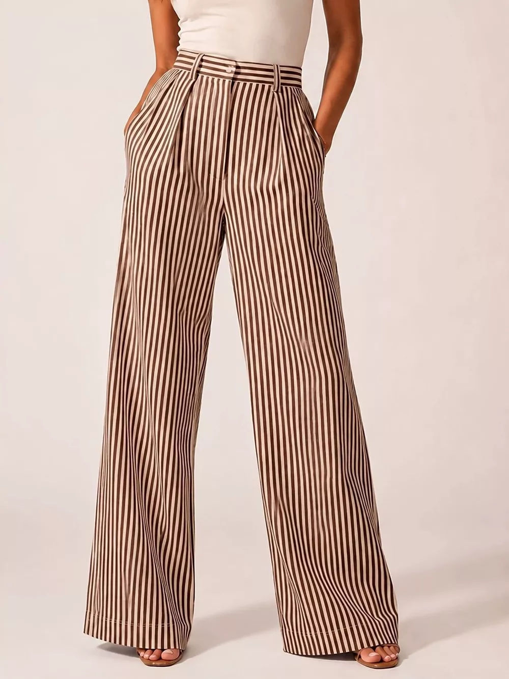 High-Waisted Wide-Leg Striped Pants, image 9