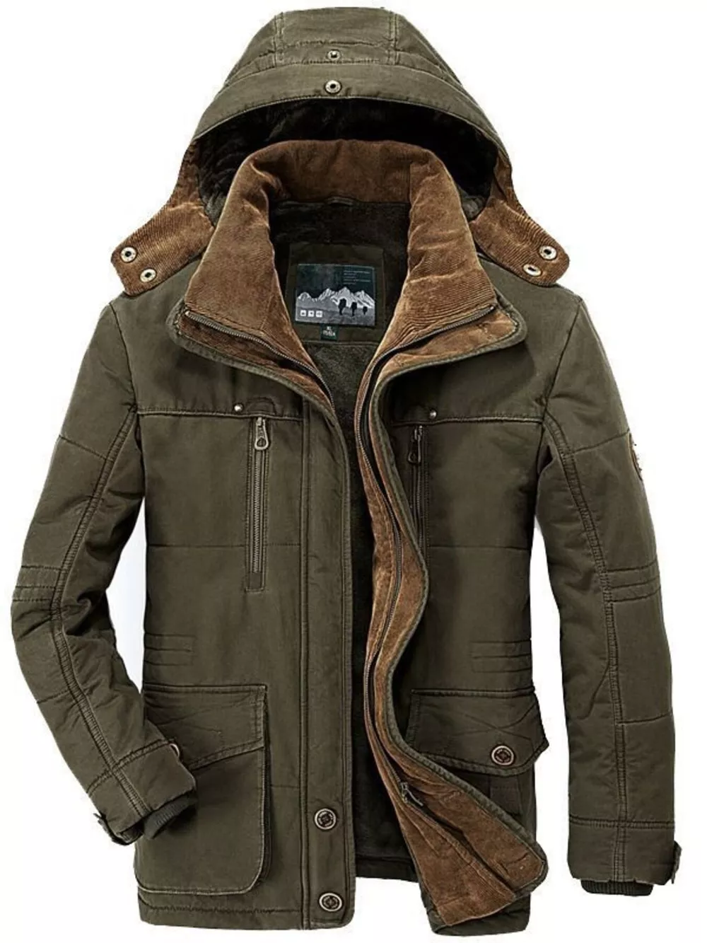 Men's Plus Size Zip Up Hooded Winter Coat, image 4