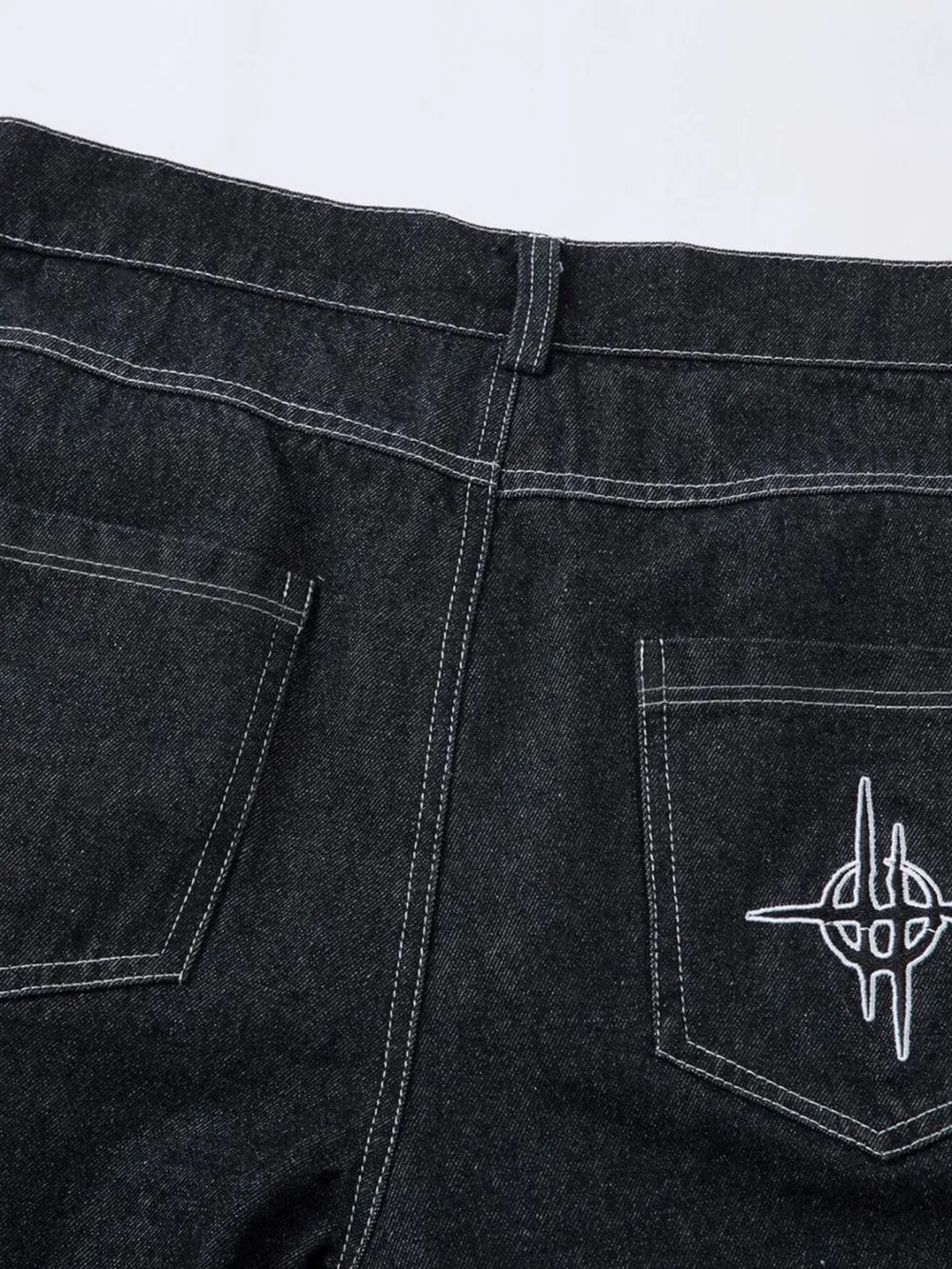 Men's Embroidered Wide Leg Baggy Jeans, image 5