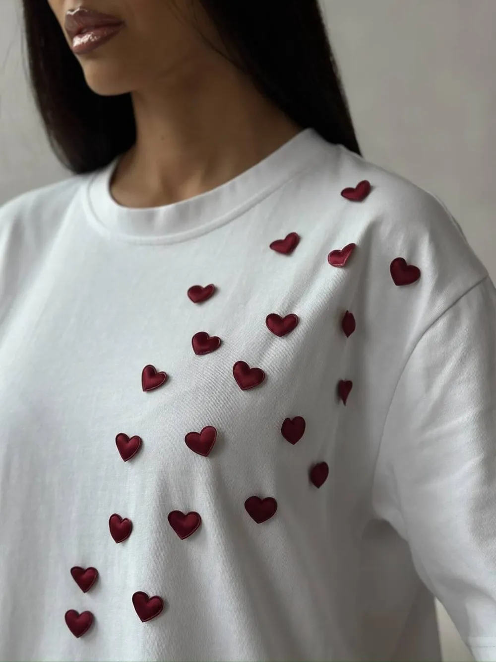 Plus Size Heart Round Neck Short Sleeve T-Shirt, image 2