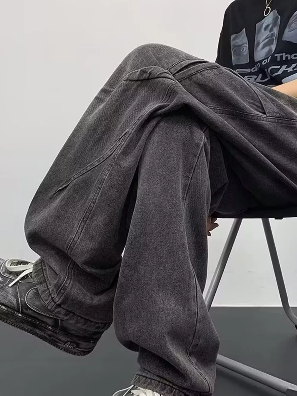 Men's Full Size Drawstring Waist Wide Leg Jeans Plus Size, image 3