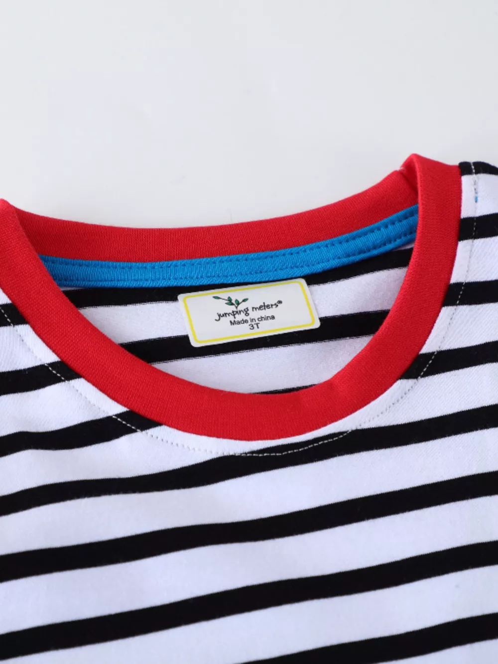 Children's Striped Long Sleeve T-Shirt with Construction Vehicle Appliques, image 3
