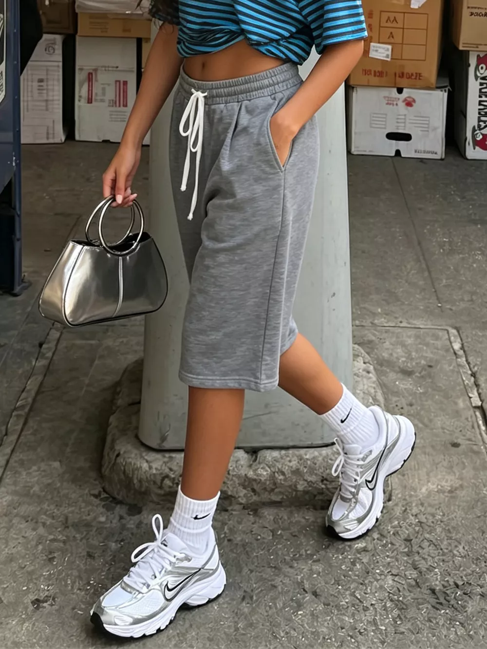 High-Waisted Drawstring Casual Shorts, image 3