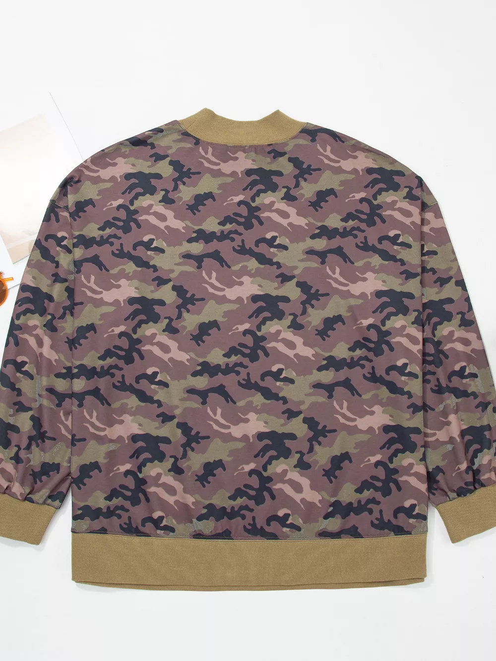 Plus Size Camouflage Print Long Sleeve Oversized Shift Sweatshirt, image 4
