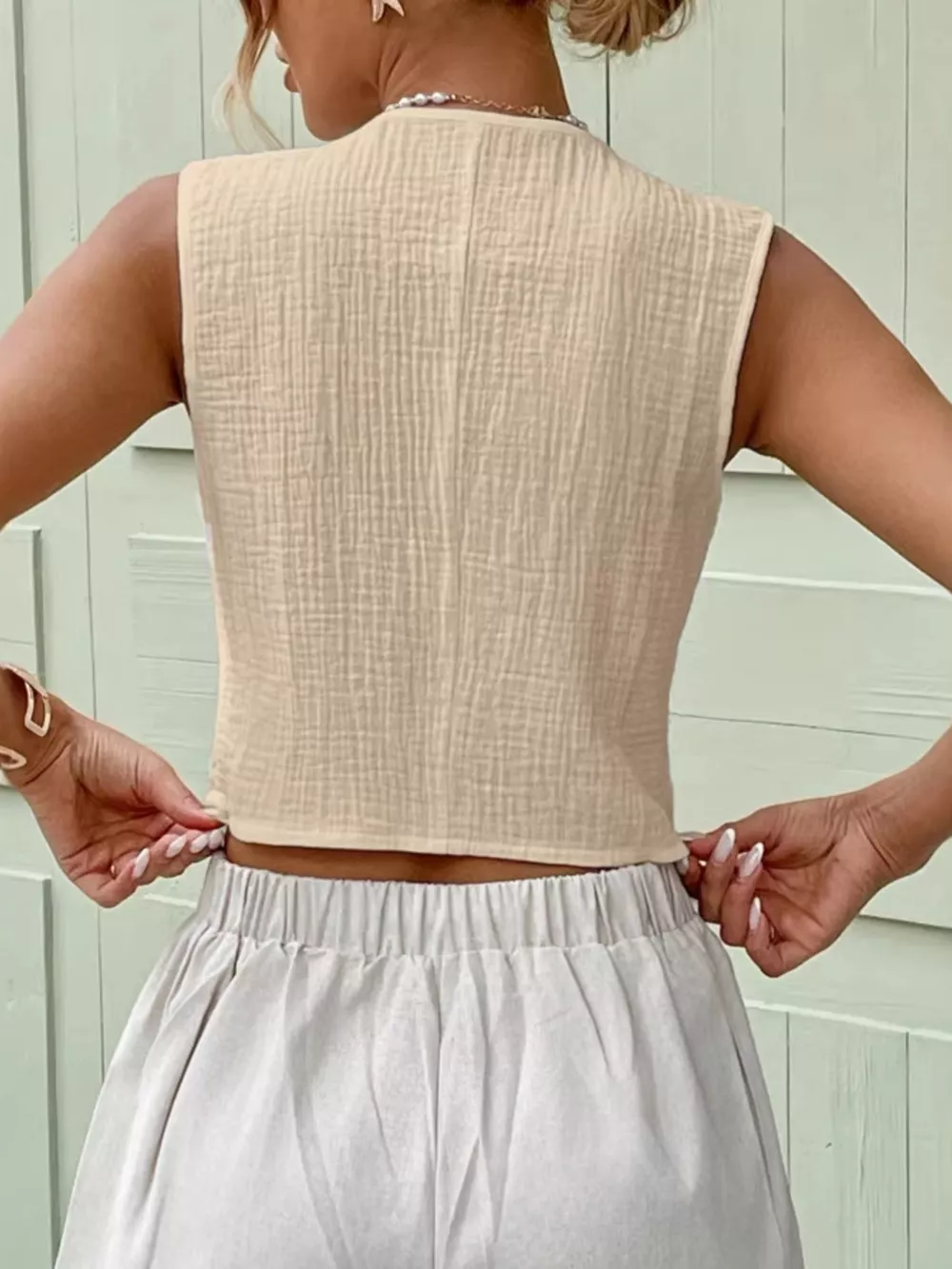 Textured Button-Front Vest, image 5