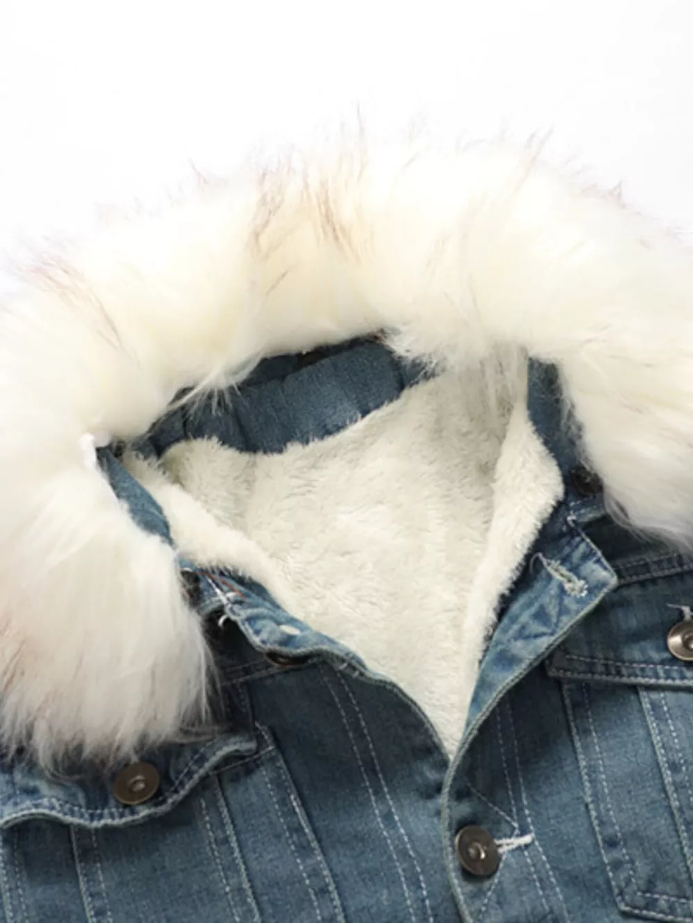 Men's Full Size Faux Fur Collar Denim Jacket Plus Size, image 4