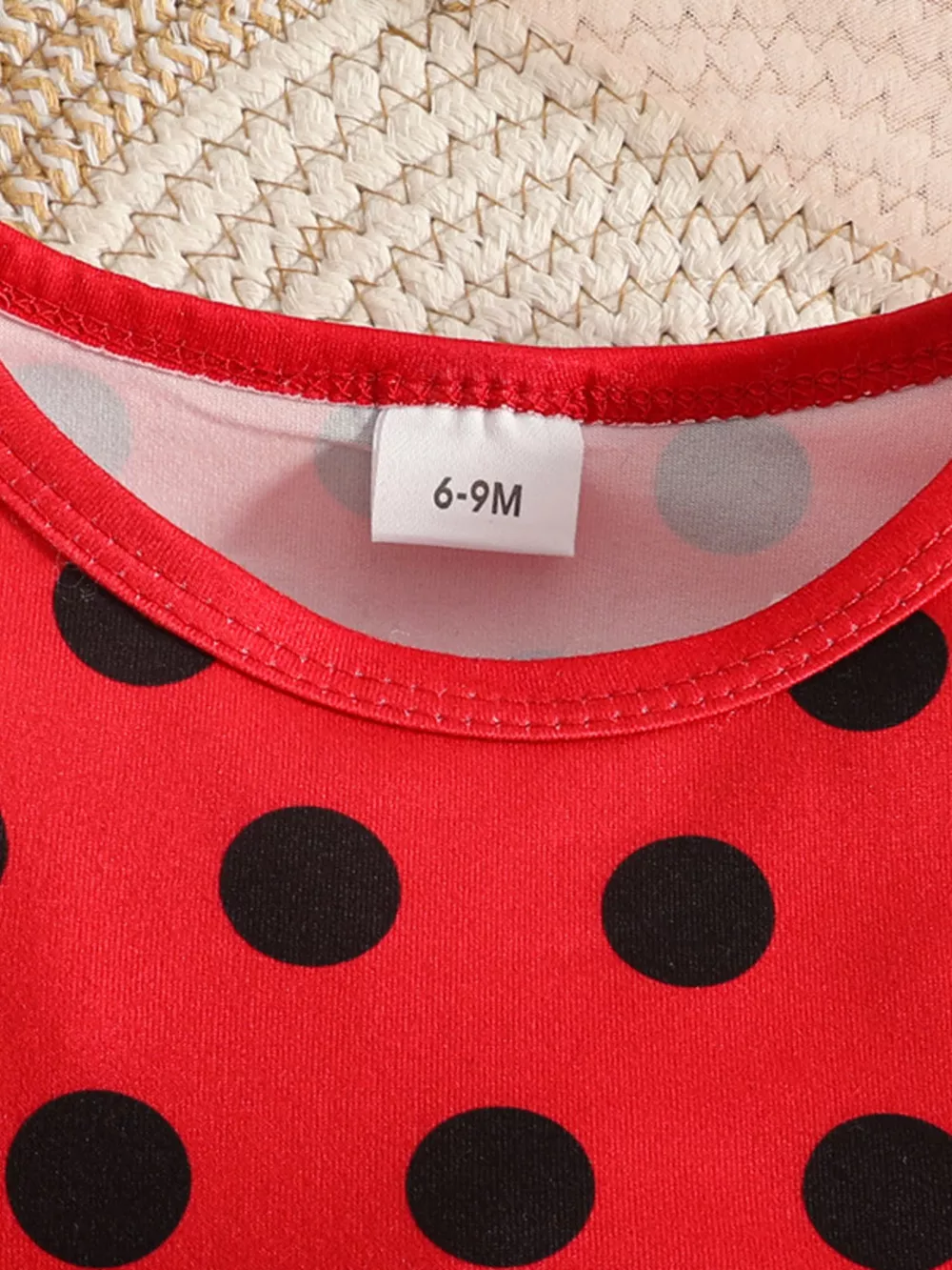 Children's Ladybug Polka Dot Ruffle Trim Top and Pants Set with Headband, image 4
