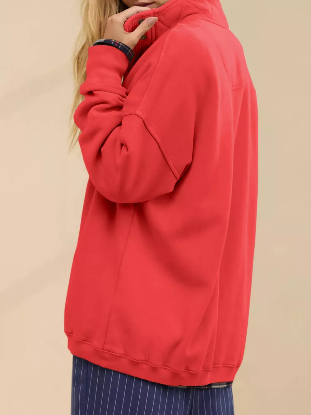 Half Snap Dropped Shoulder Sweatshirt, image 17