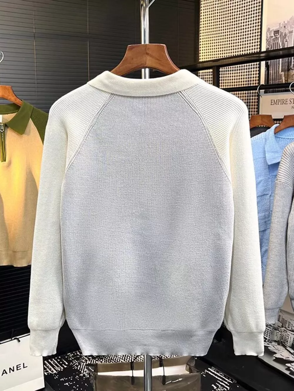 Men's Plus Size Quarter Zip Raglan Sleeve Sweater, image 4