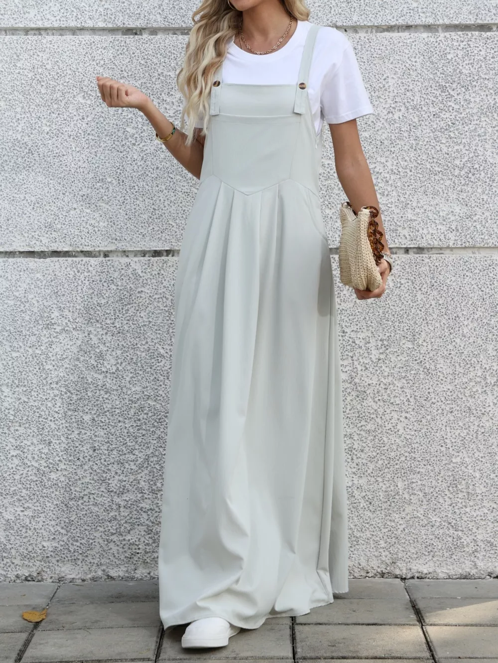 Pleated Detail Overall Dress, image 2