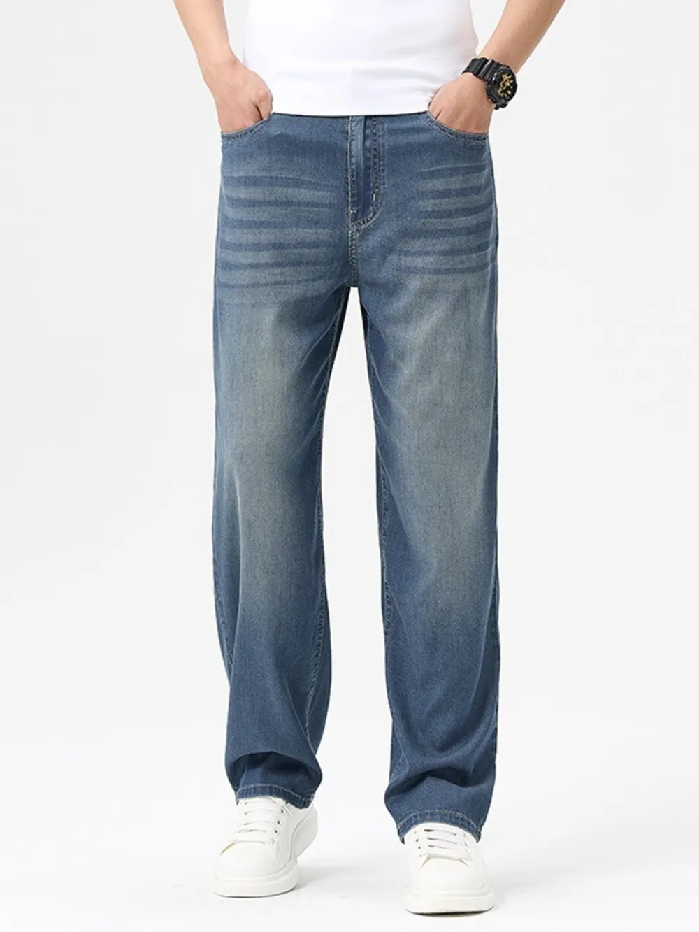 Men's Wash Wide Leg Jeans, image 2