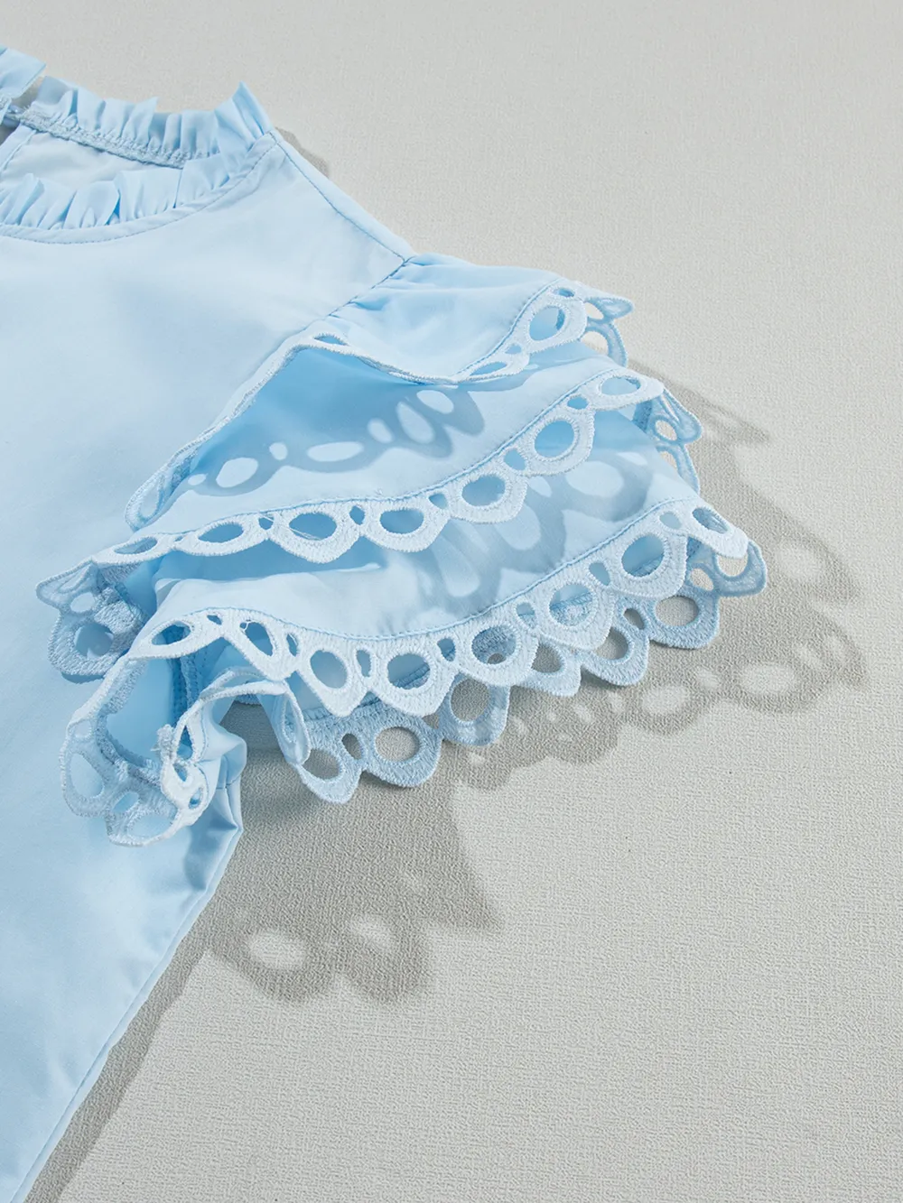 Layered Ric Rac Short Sleeve Filled Neck Blouse, image 9