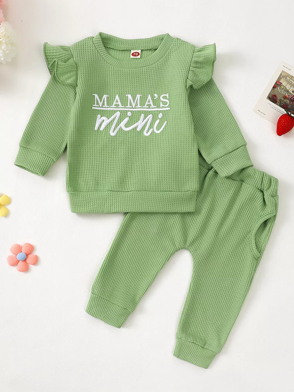 Children's Letter Ruffled Trim Top and Pants Set, image 16