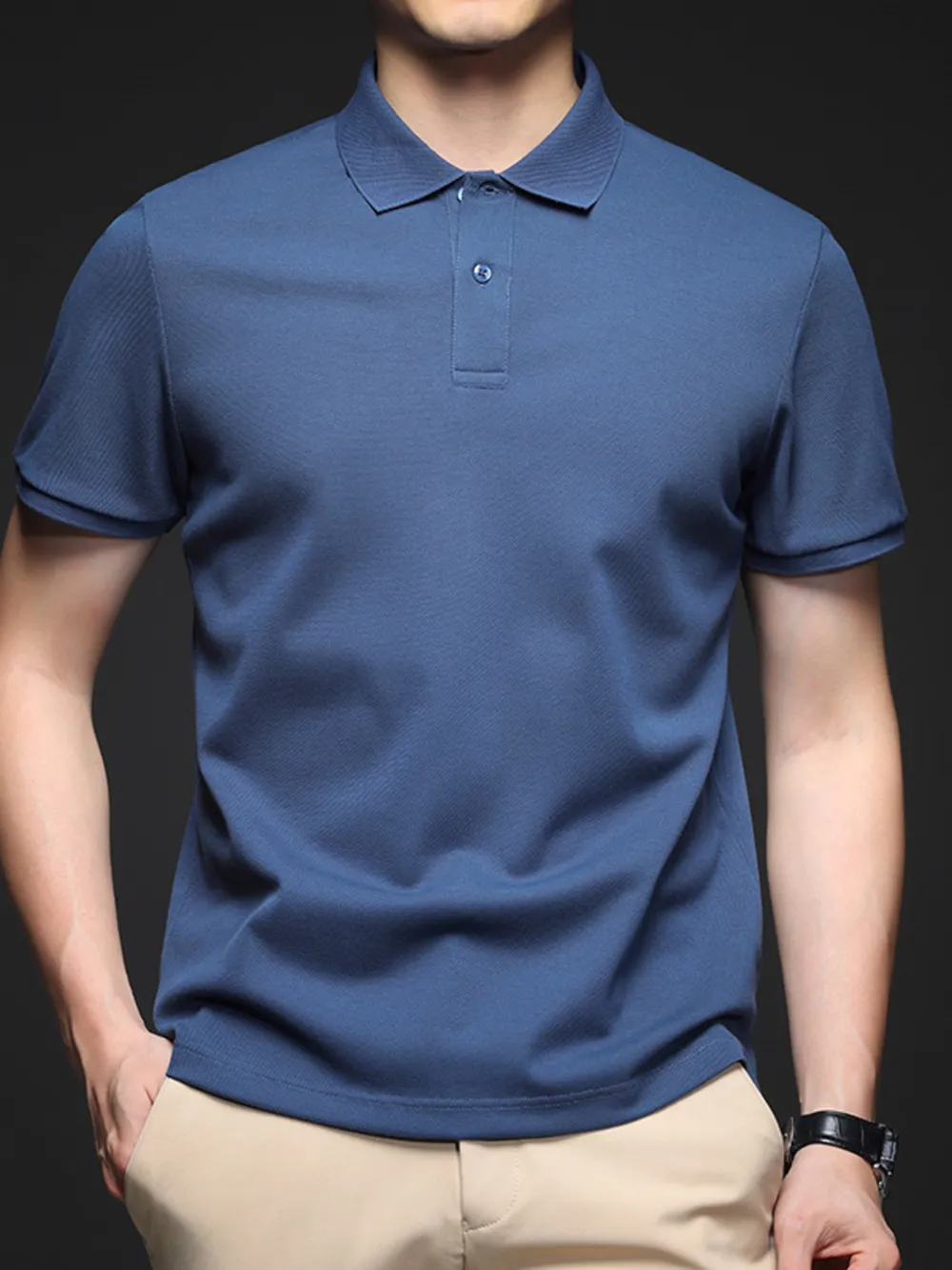 Men's Plus Size Button Detail Short Sleeve Polo, image 6