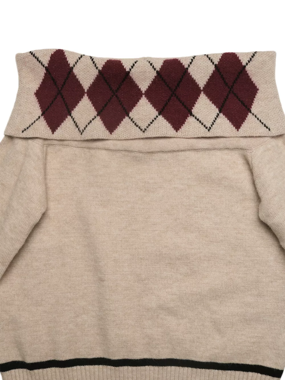 Off-Shoulder Argyle Pattern Sweater, image 11