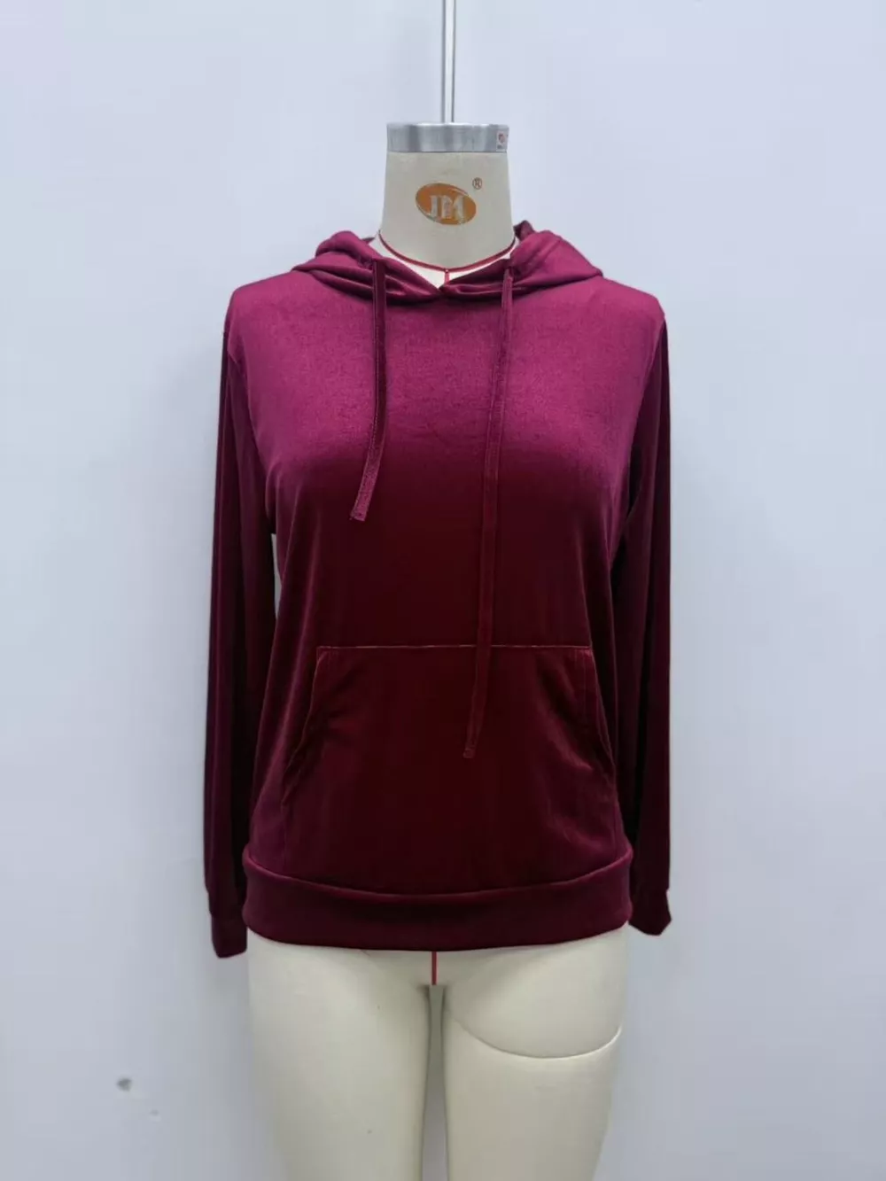 Full Size Velvet Kangaroo Pocket Hoodie Plus Size, image 6
