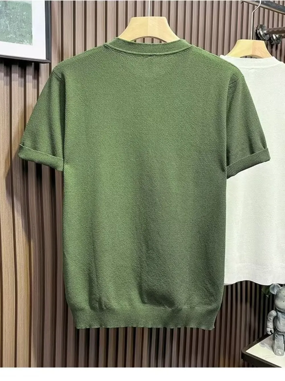 Men's Full Size Classic Short Sleeve Knit T-Shirt with Button Detail Plus Size, image 6
