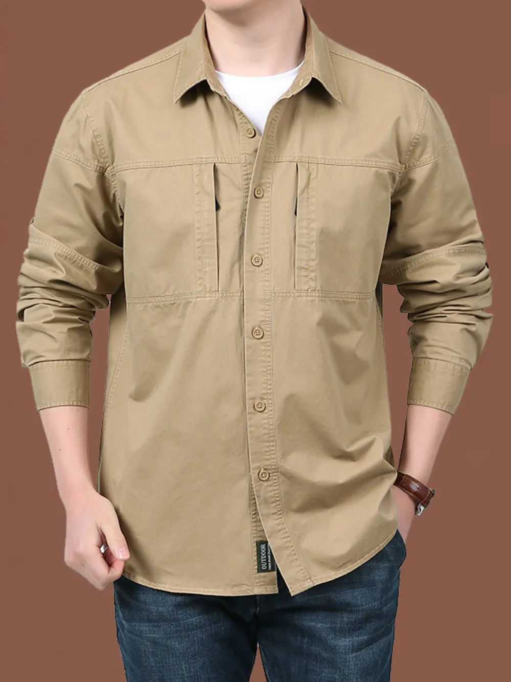 Men's Plus Size Casual Long-Sleeve Shirt, image 2