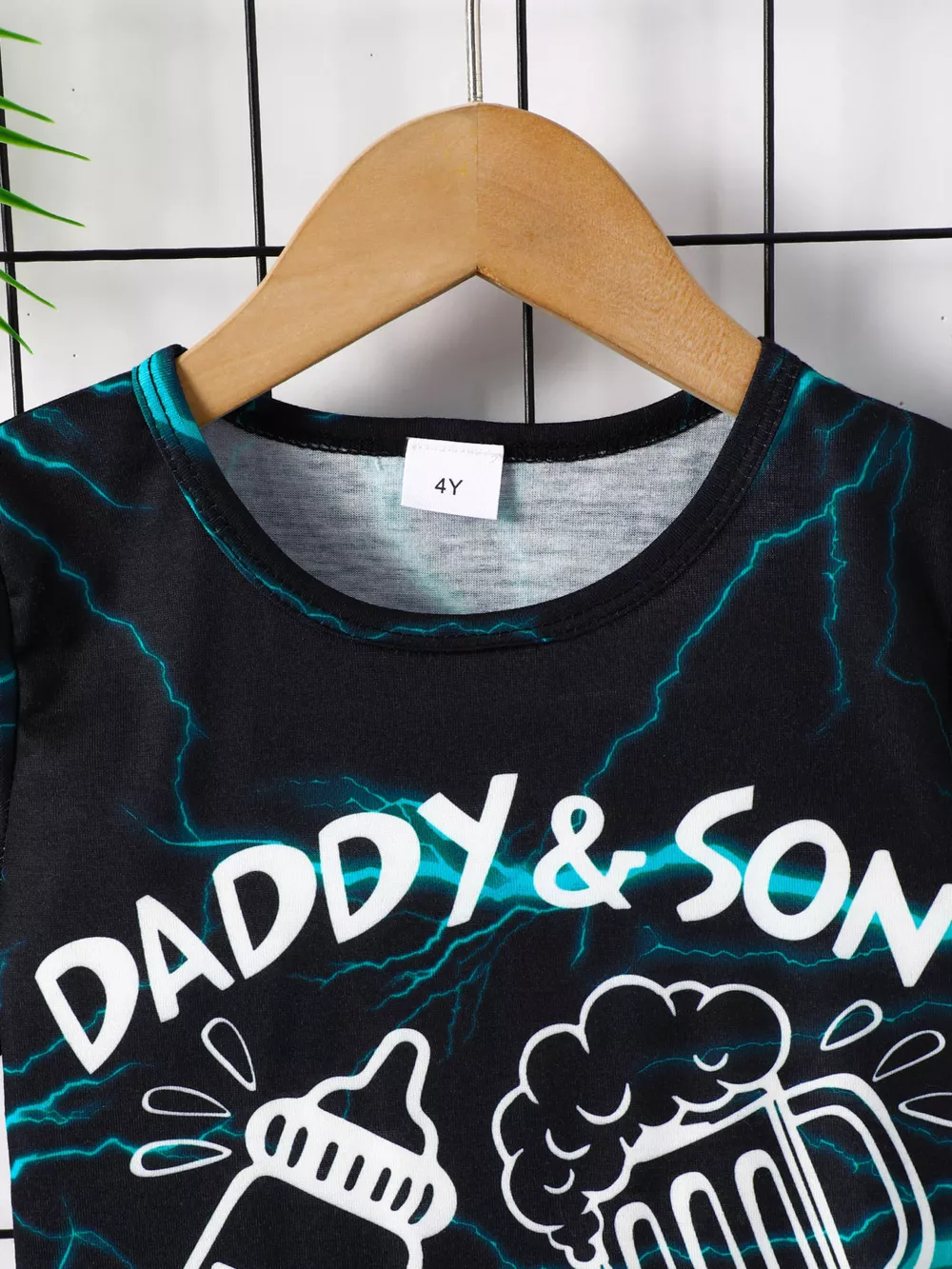 Children's Daddy & Son Best Friend Lightning Print Tee & Denim Shorts Set, image 3