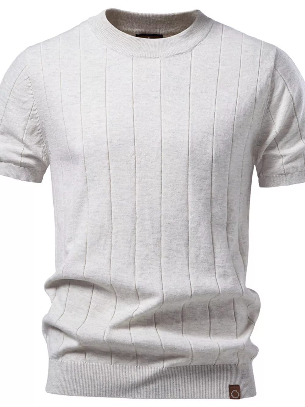 Men's Ribbed Knit Short Sleeve Sweater