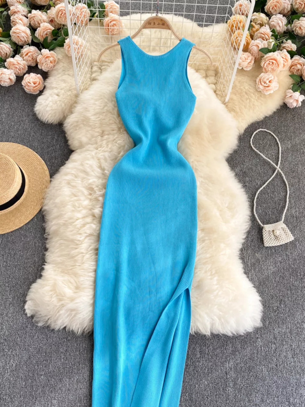 Knot Back Sleeveless Knit Bodycon Midi Dres, image 3