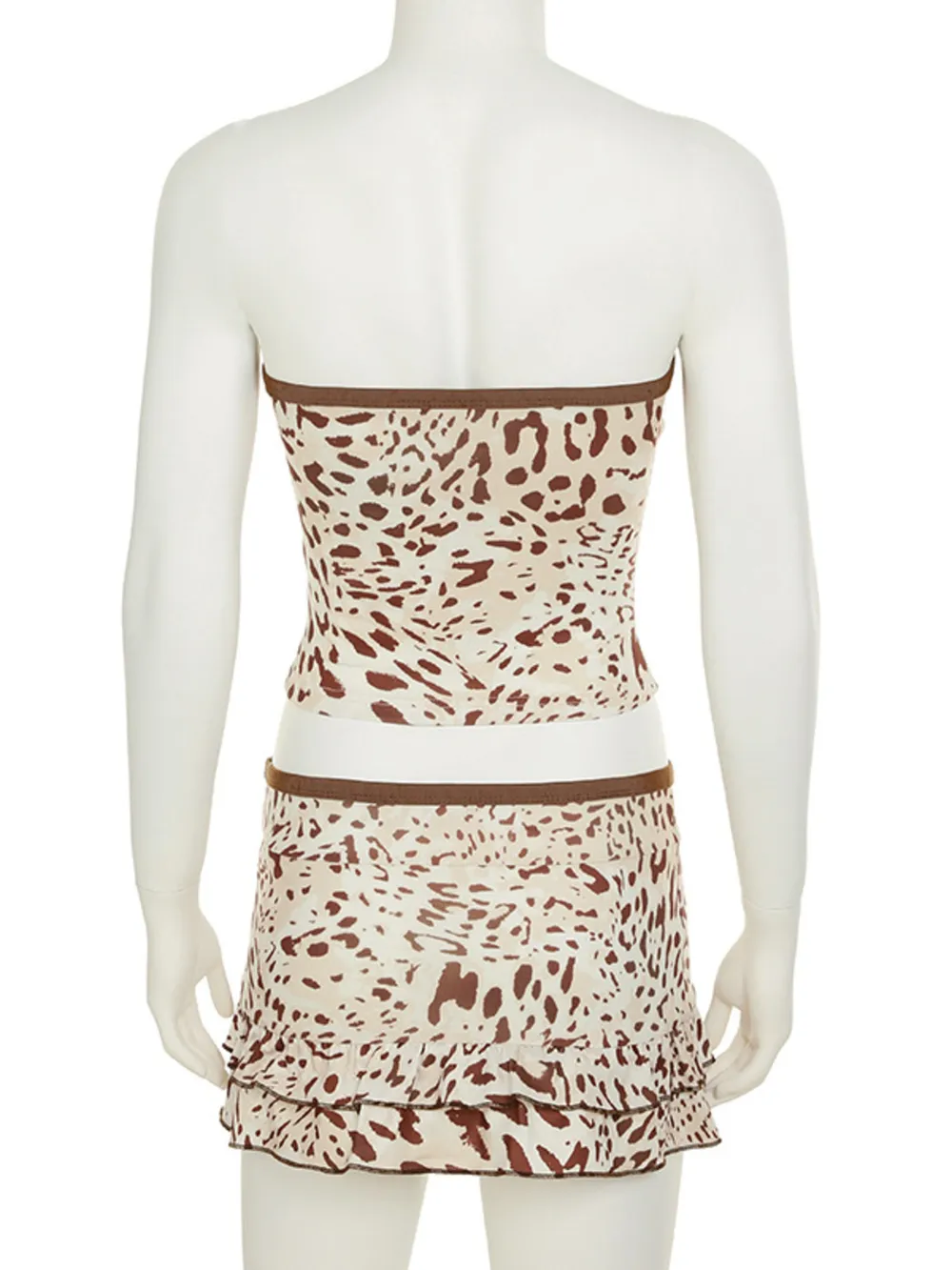 Leopard Print Strapless Top and Skirt Two-Piece Set, image 6