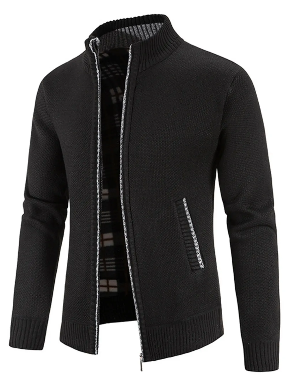 Men's Plus Size Zip-Up Long Sleeve Cardigan, image 17