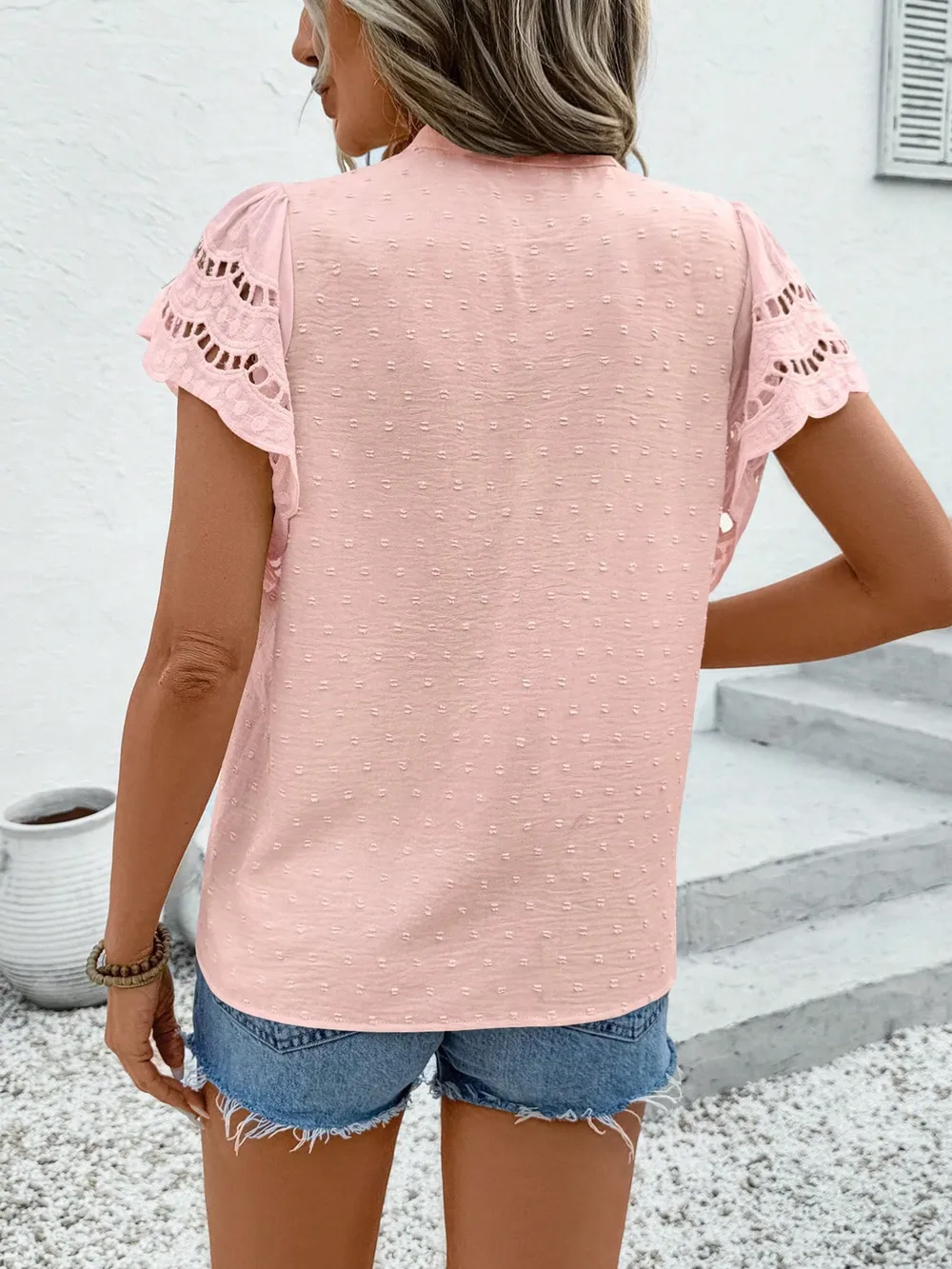 Swiss Dot Cutout Button Down Shirt, image 13