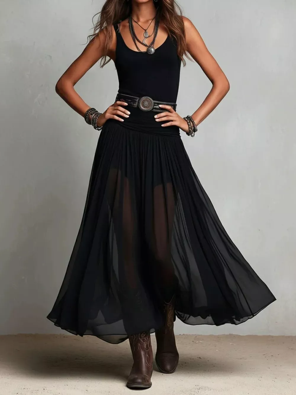 Full Size Scoop Neck Sleeveless Maxi Dress Plus Size