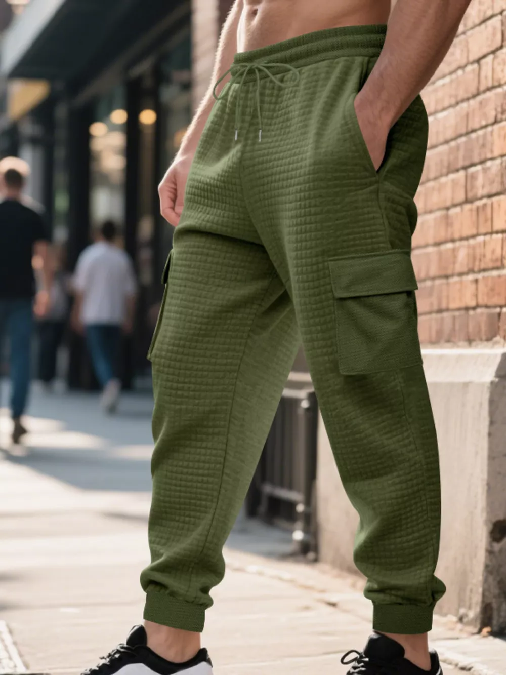 Men's Full Size Textured Cargo Joggers Plus Size, image 2