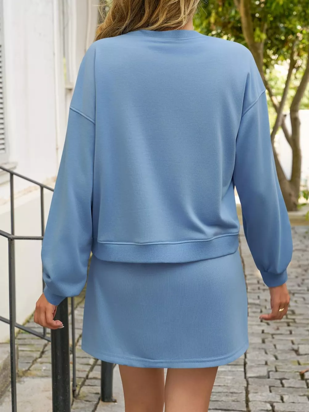 Long Sleeve Sweatshirt and Split Skort Set, image 3