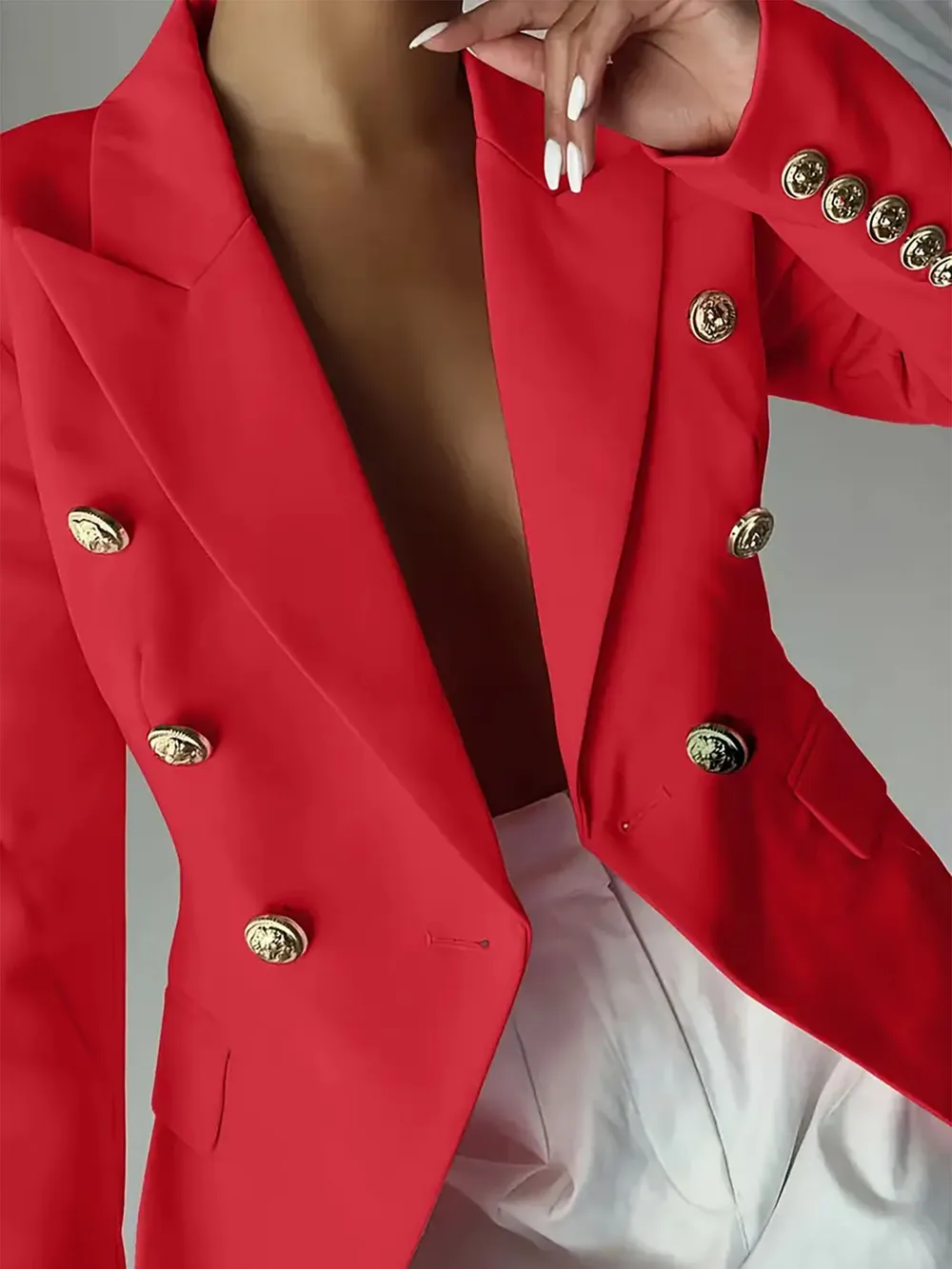 Decor Button Lapel Collar Blazer, image 21