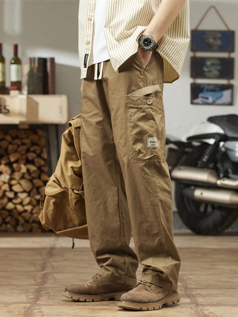 Men's Plus Size Wide Leg Cargo Pants, image 5
